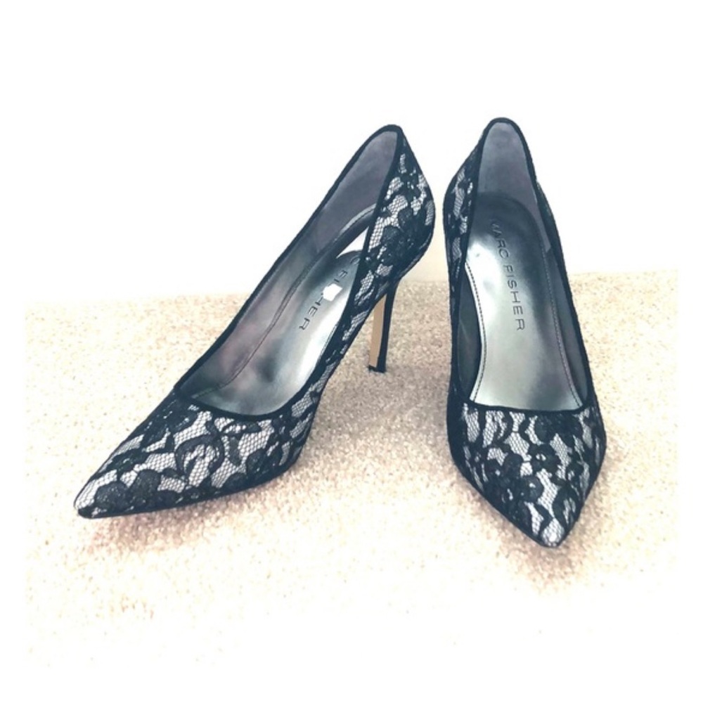 Marc Fisher Black and White Lace Heels